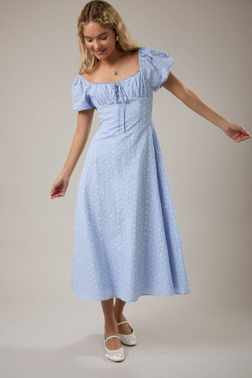 Daisy Gingham Midi Dress