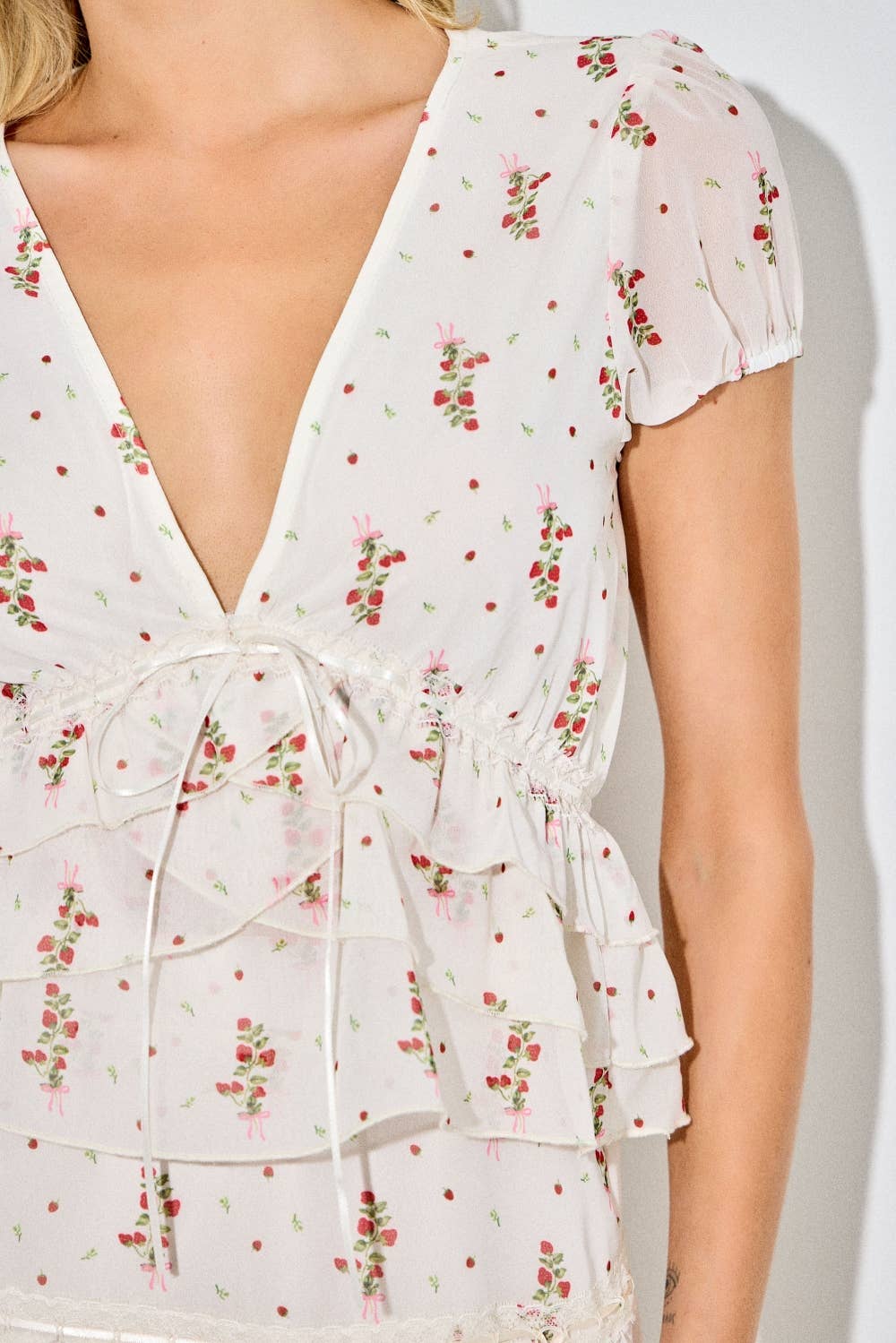 Strawberry Ruffle Top