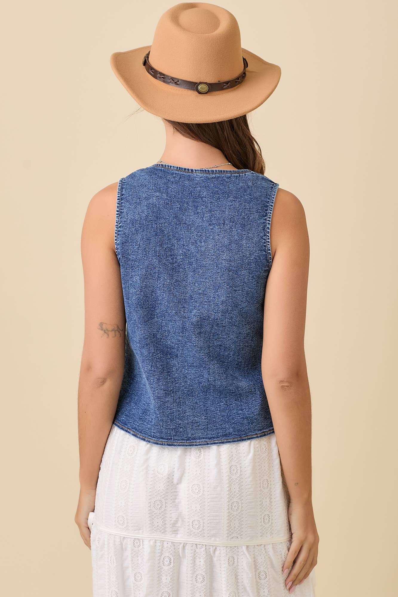 Denim Front Tie Vest
