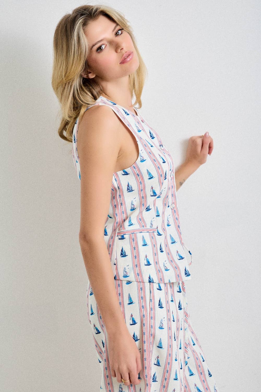 Boat Day Button Up Vest