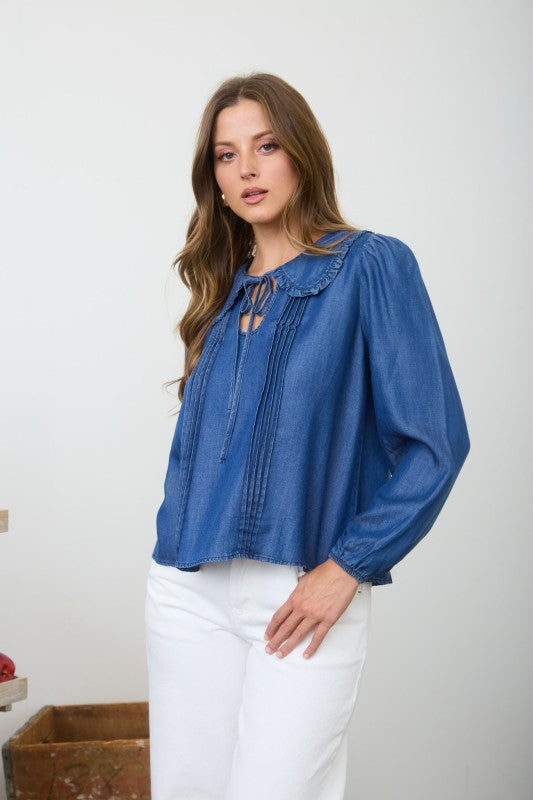 Pintuck Long Sleeve Blouse