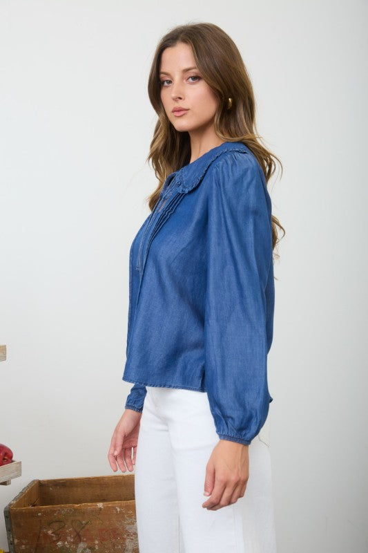 Pintuck Long Sleeve Blouse