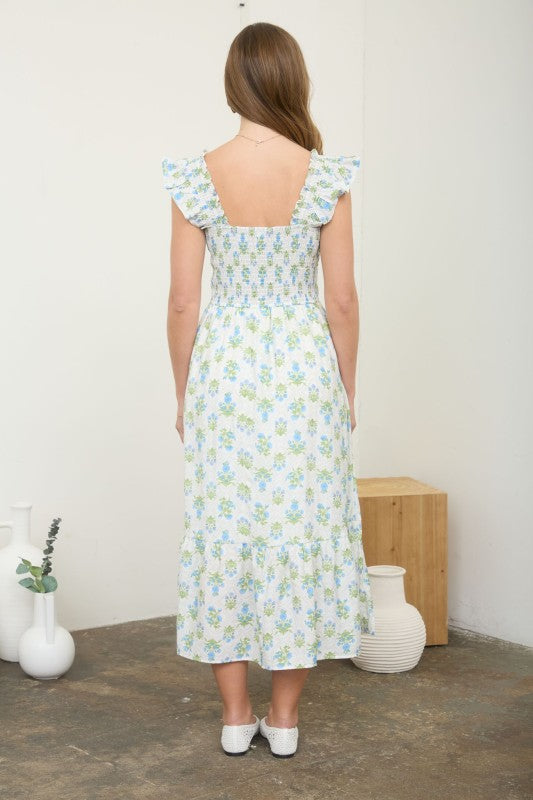 Flower Tiles Midi Dress