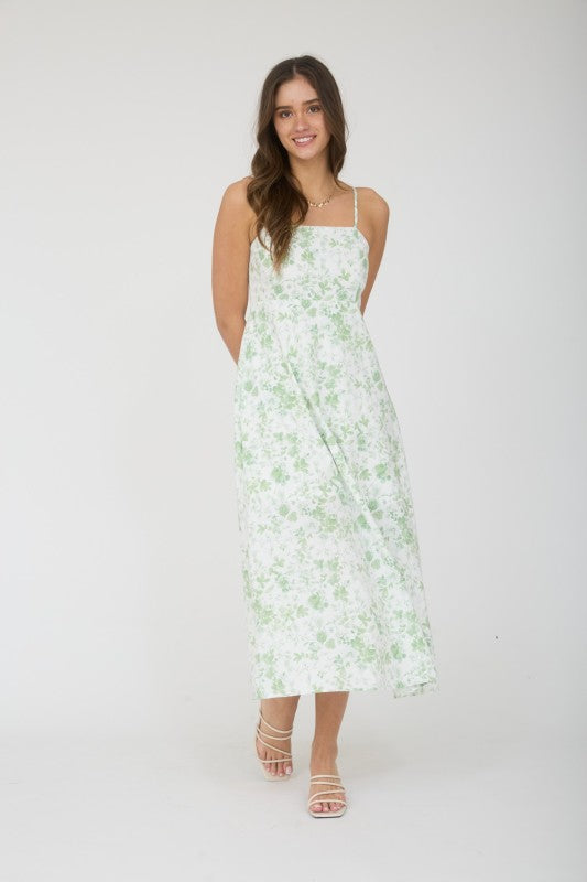 Watercolor Bloom Midi Dress