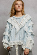 Eyelet Ruffle Knit Top