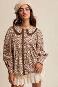 Ruffle Collar Button Blouse