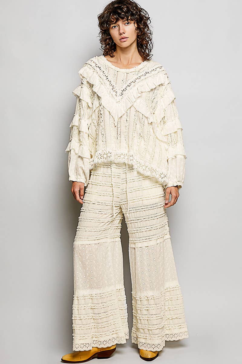 Eyelet Ruffle Knit Top
