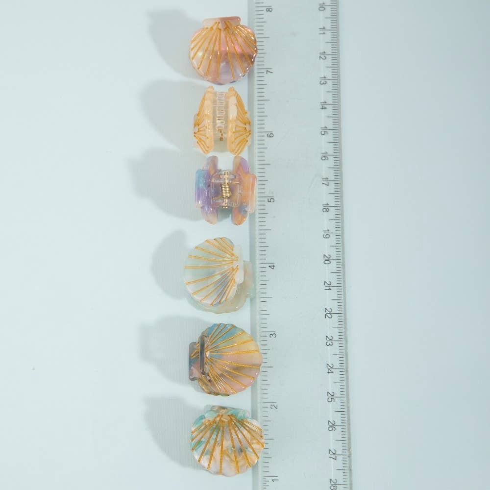 6pc Assorted Sealife Shell Mini Hair Clips
