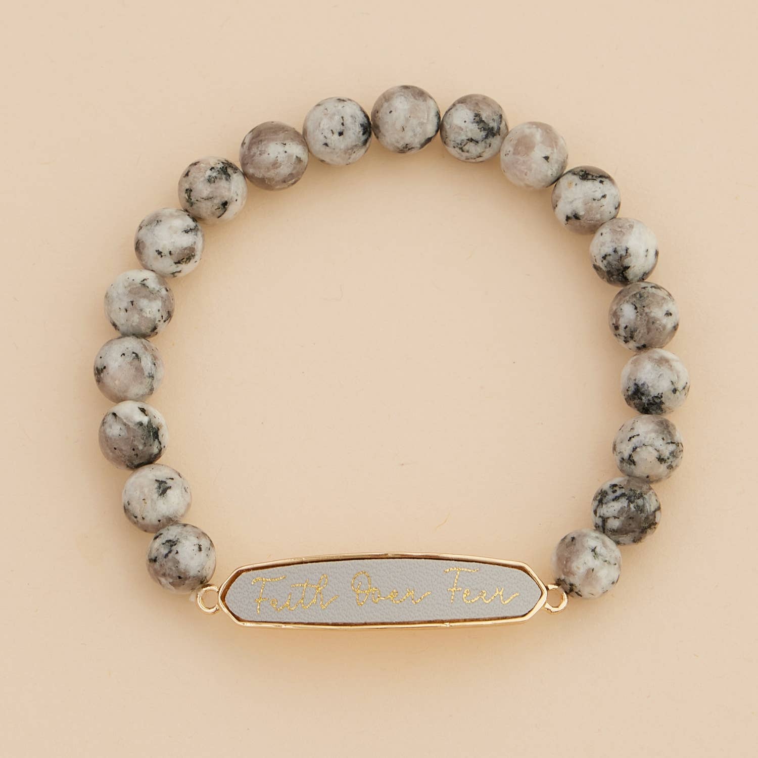 Faith Over Fear Natural Stones Beaded Bracelet