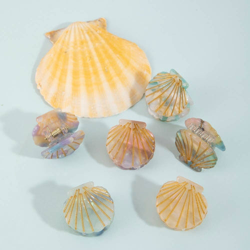 6pc Assorted Sealife Shell Mini Hair Clips