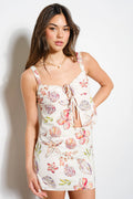 Coastal Bloom Tie-Front Crop Top