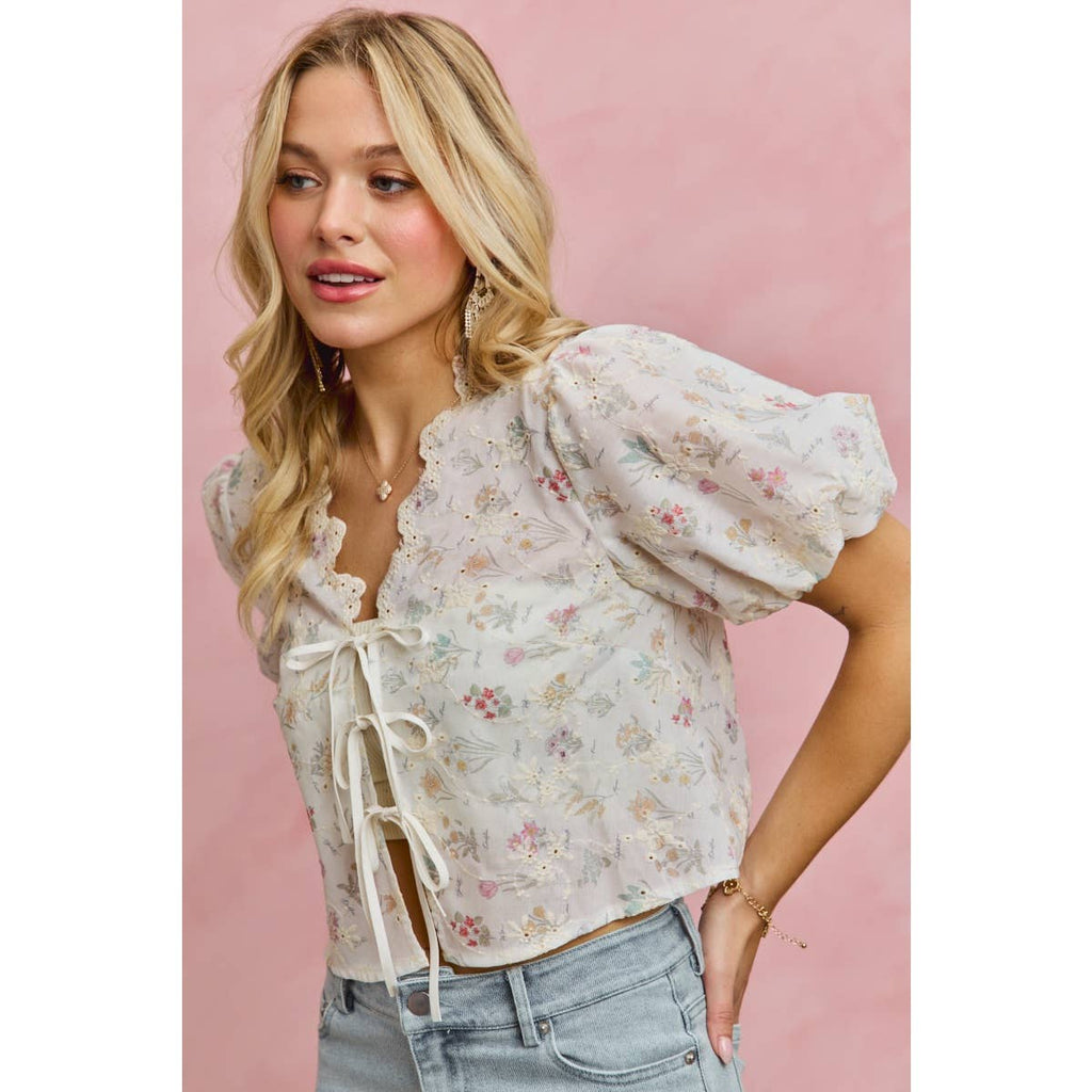 Meadow Bloom Tie Front Top