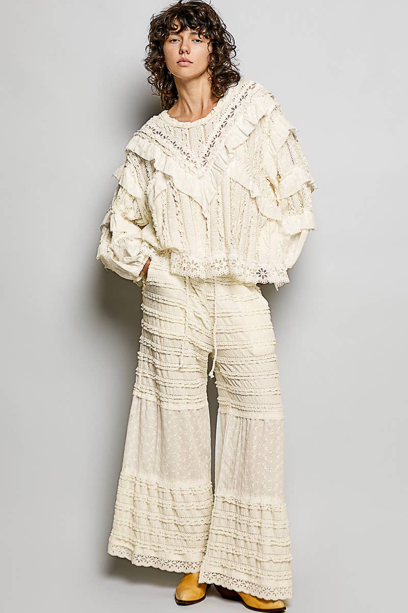 Eyelet Ruffle Knit Top