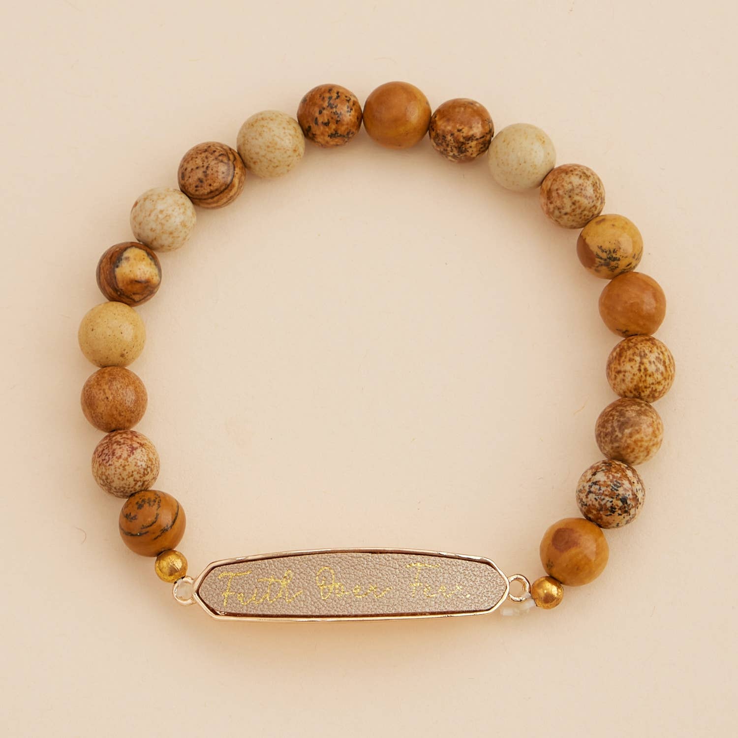 Faith Over Fear Natural Stones Beaded Bracelet