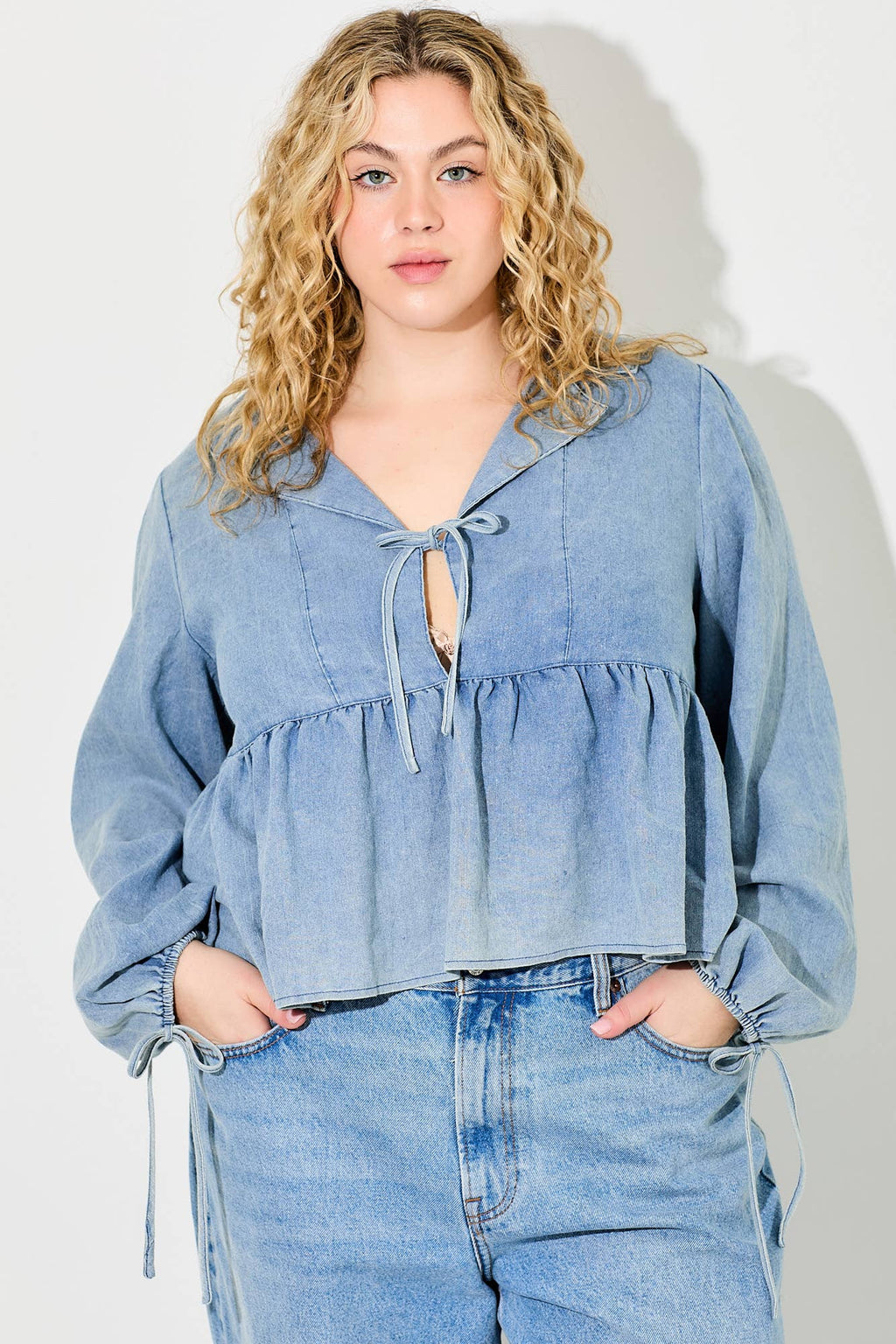 Willow Tie-Front Ruffle Top