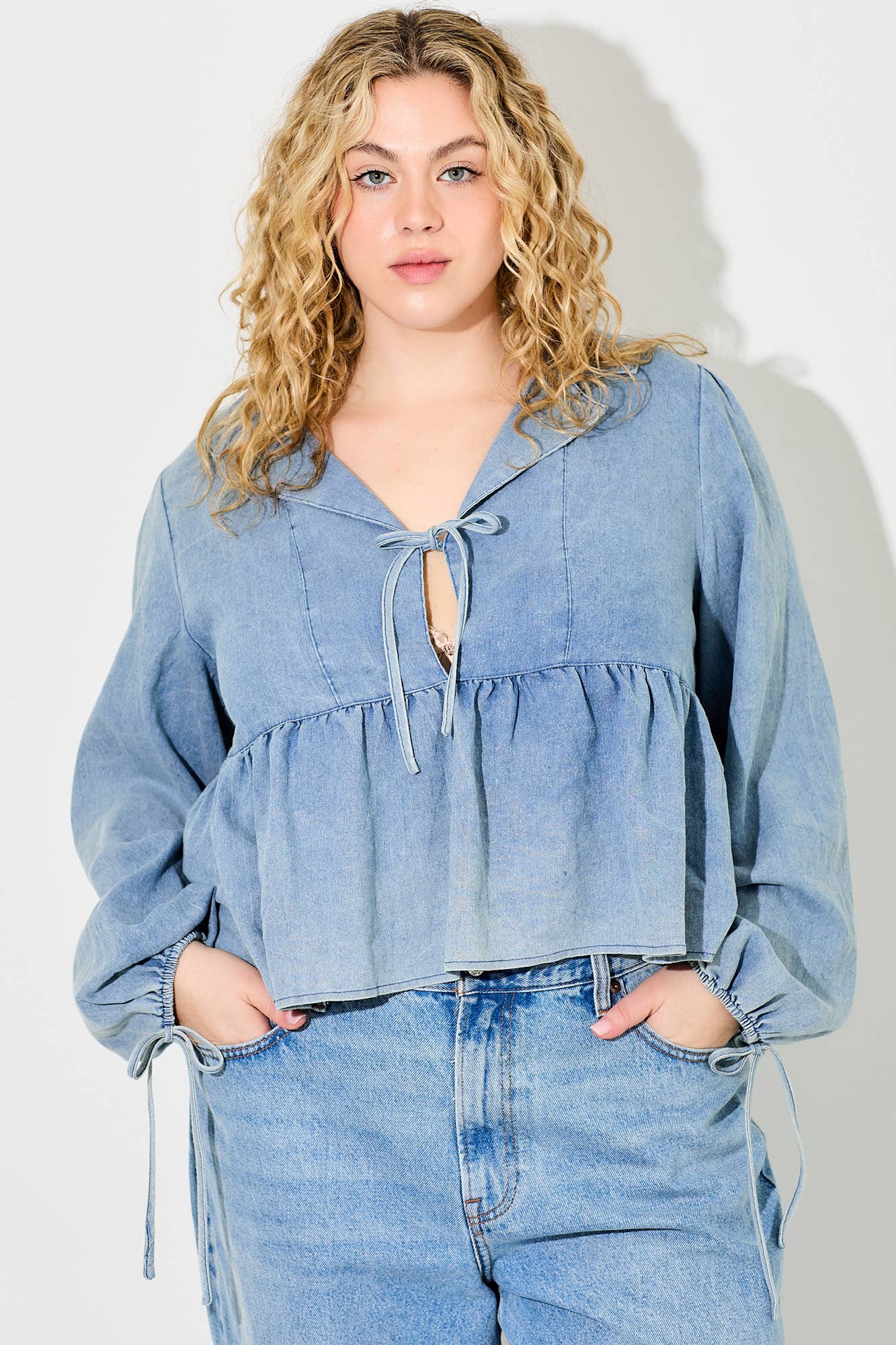 Willow Tie-Front Ruffle Top