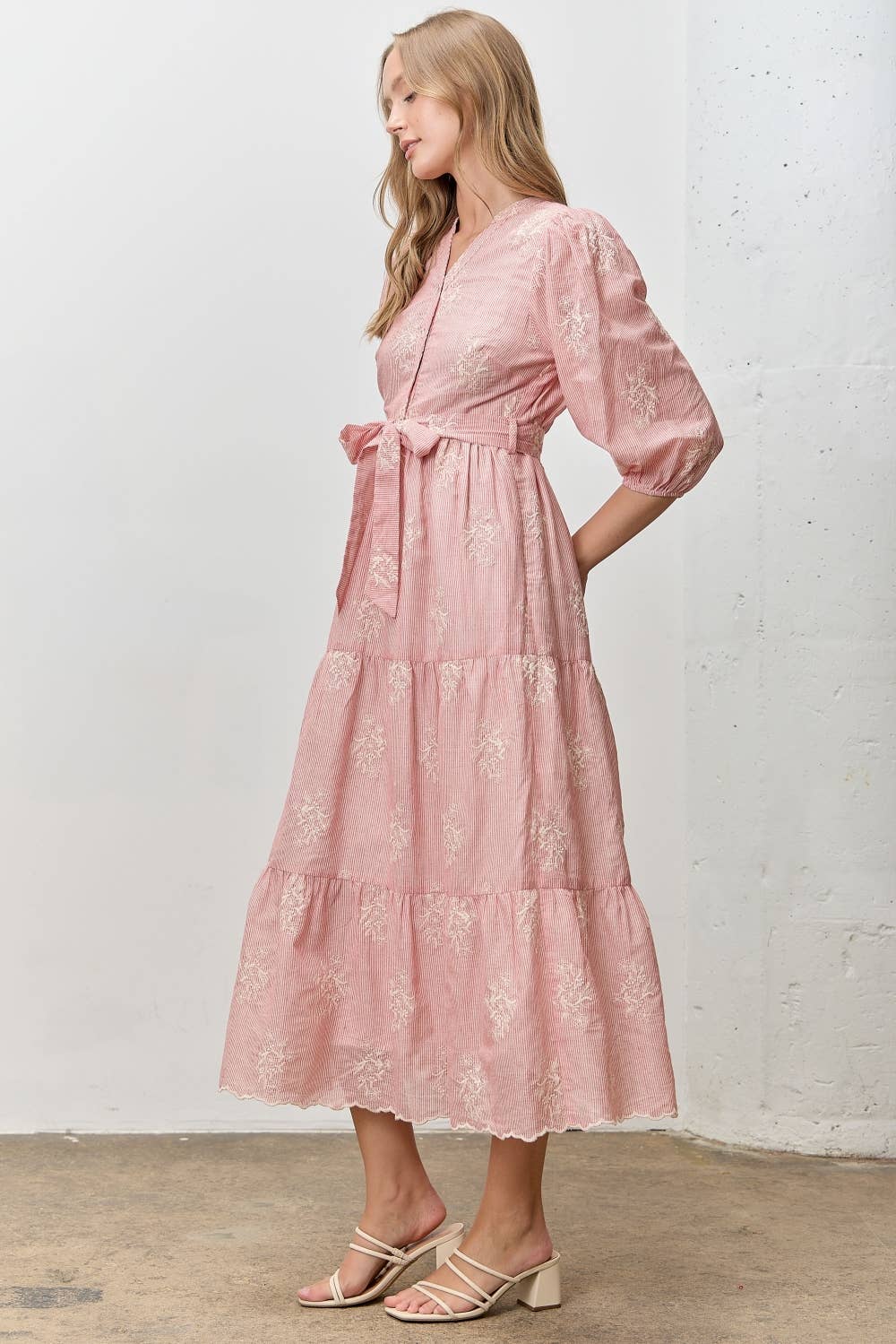 Petals & Stripes Midi Dress