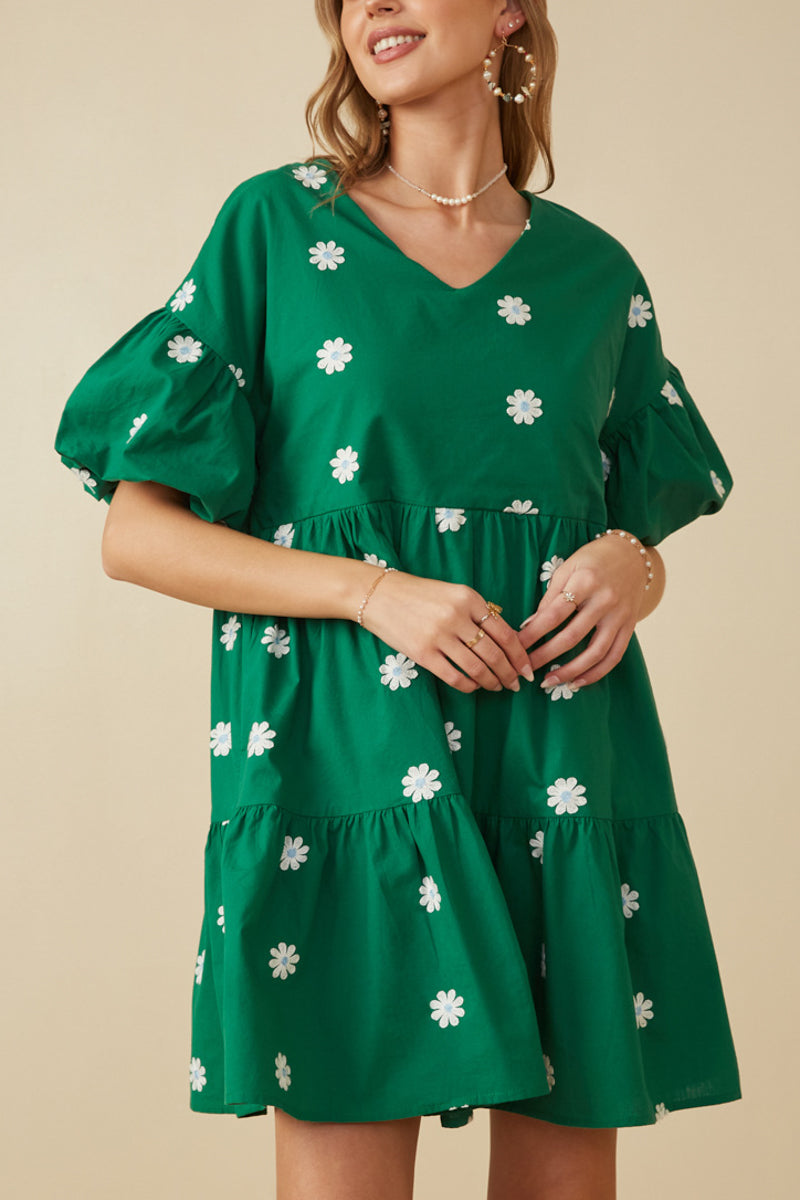 Blossom Hour Embroidered Puff Sleeve Dress