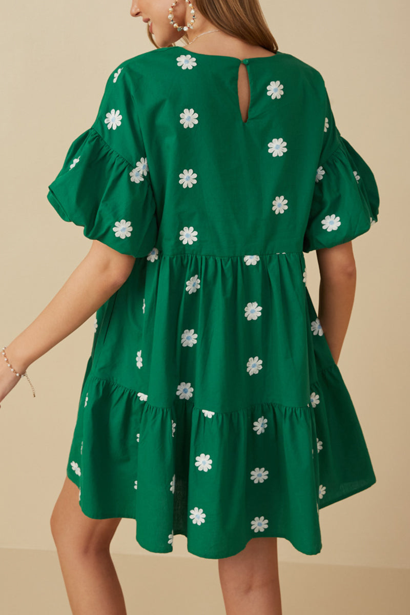 Blossom Hour Embroidered Puff Sleeve Dress