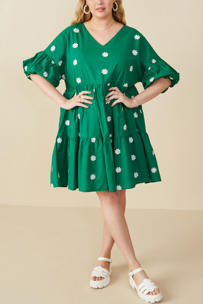 Blossom Hour Embroidered Puff Sleeve Dress
