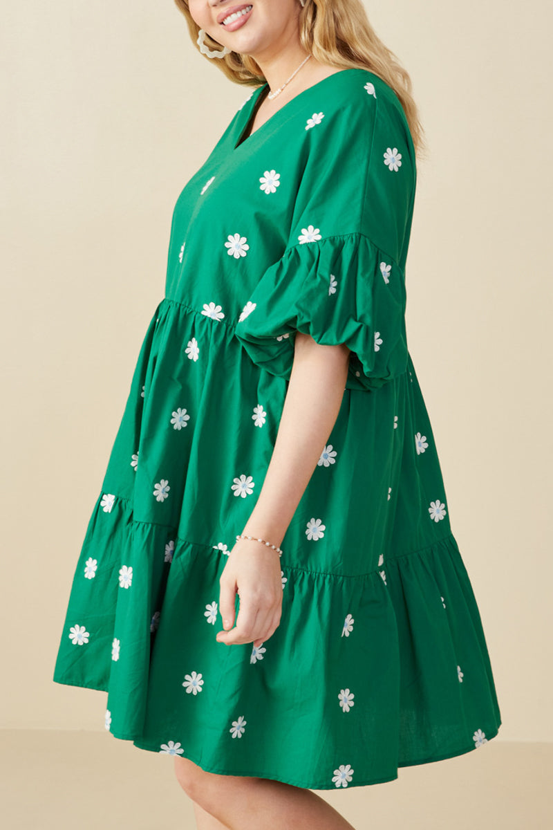 Blossom Hour Embroidered Puff Sleeve Dress