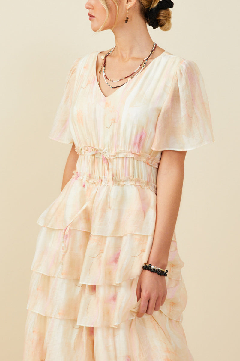 Haze Watercolor Tiered Dress