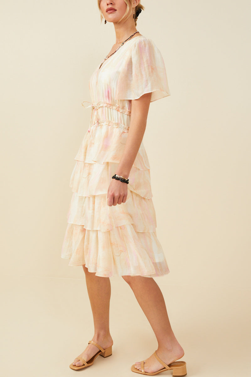 Haze Watercolor Tiered Dress