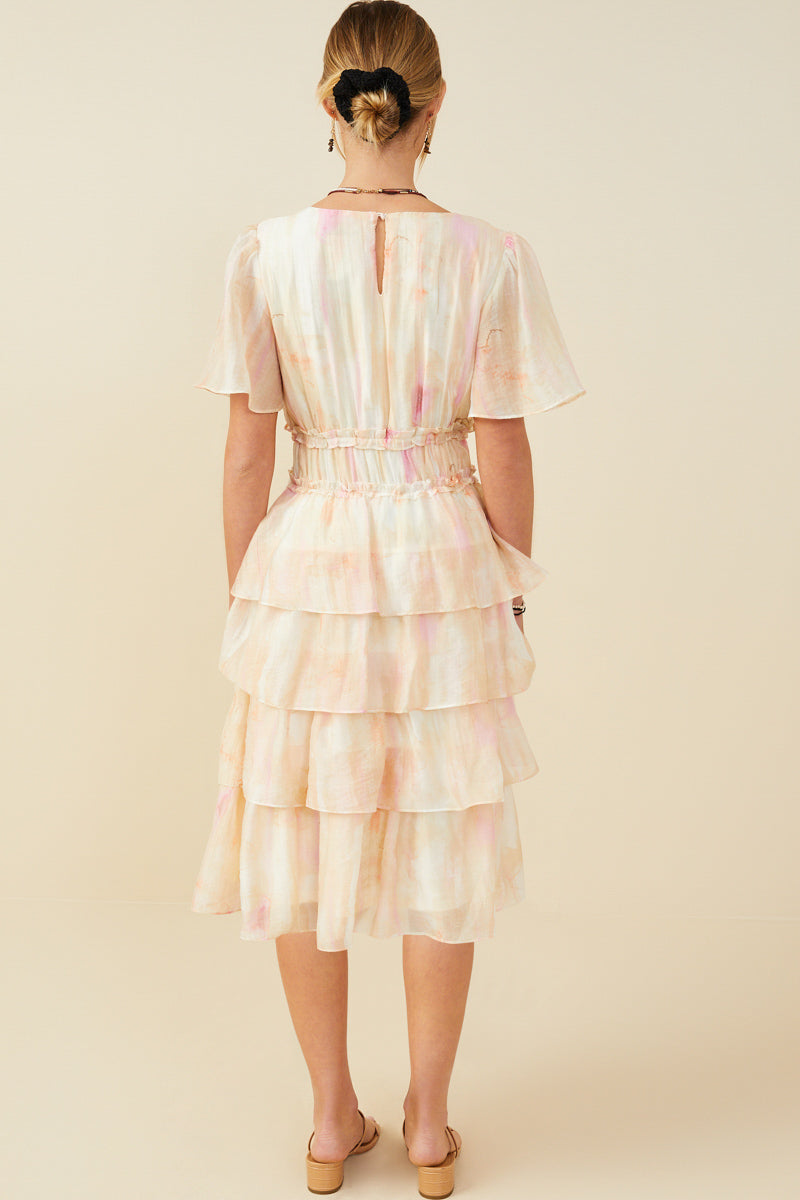 Haze Watercolor Tiered Dress