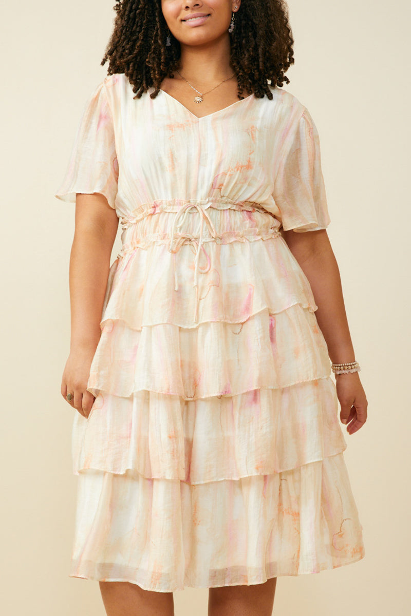 Haze Watercolor Tiered Dress