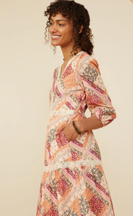 Quilt Lace Tiered Dress