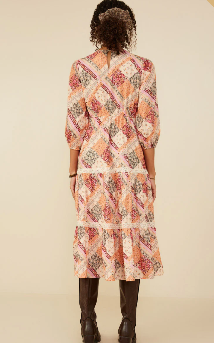 Quilt Lace Tiered Dress