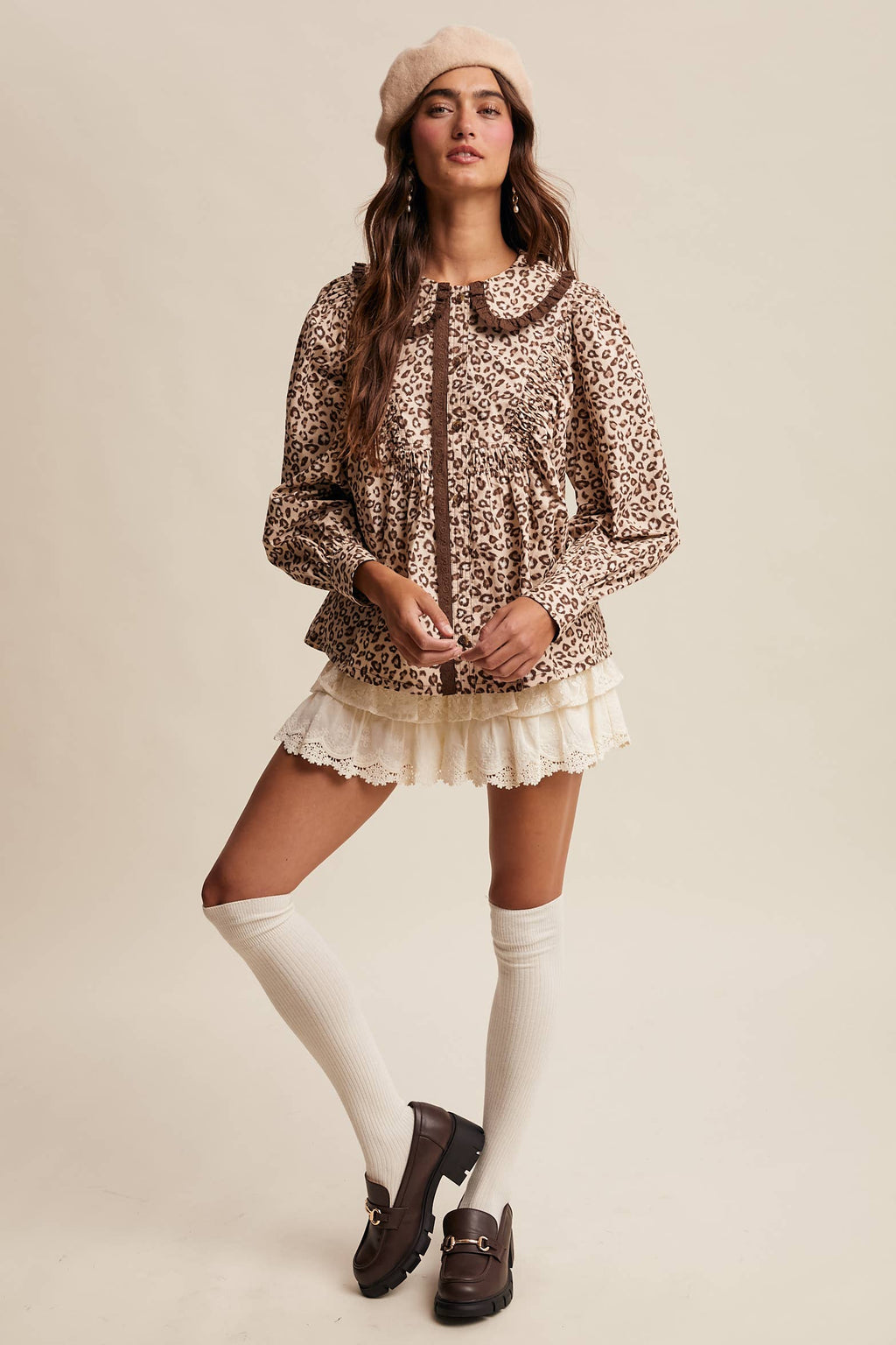 Ruffle Collar Button Blouse