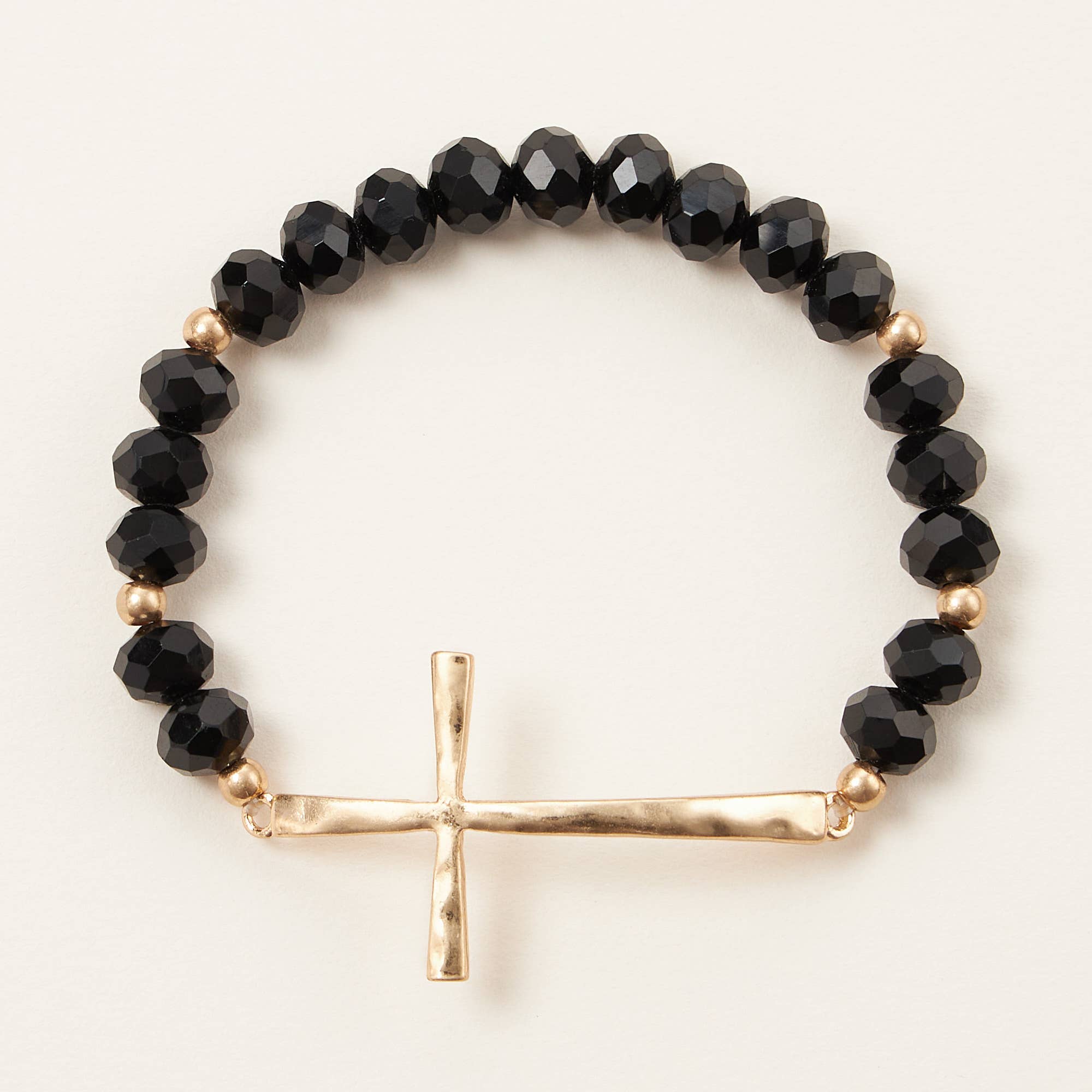 Cross Charm Glass Beaded Bracelet