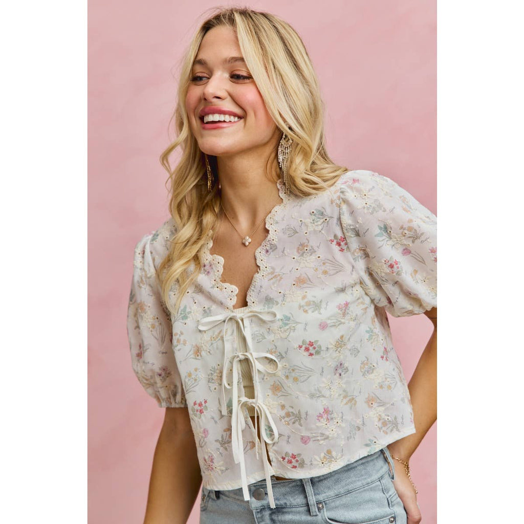 Meadow Bloom Tie Front Top