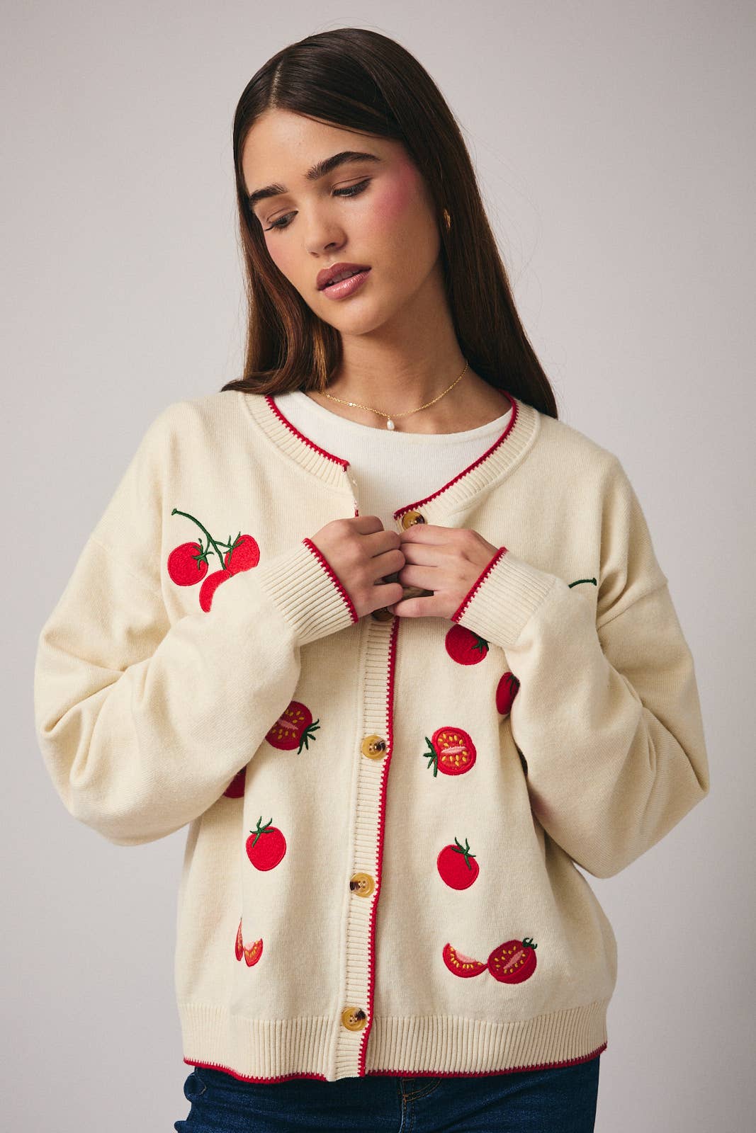 Sweet Vine Tomato Cardigan