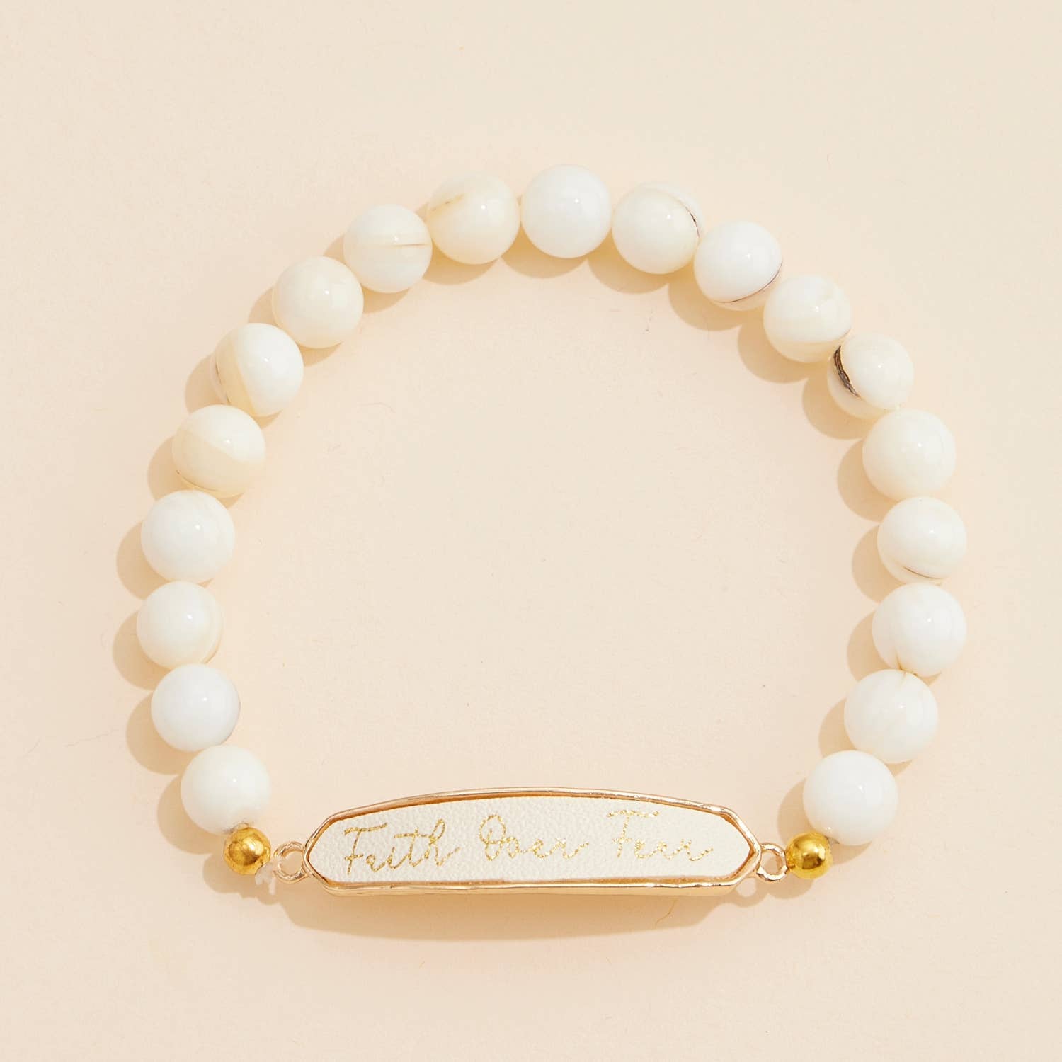 Faith Over Fear Natural Stones Beaded Bracelet