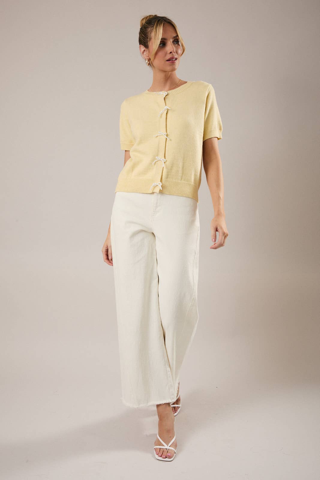 Pearl Trim Bow cardigan