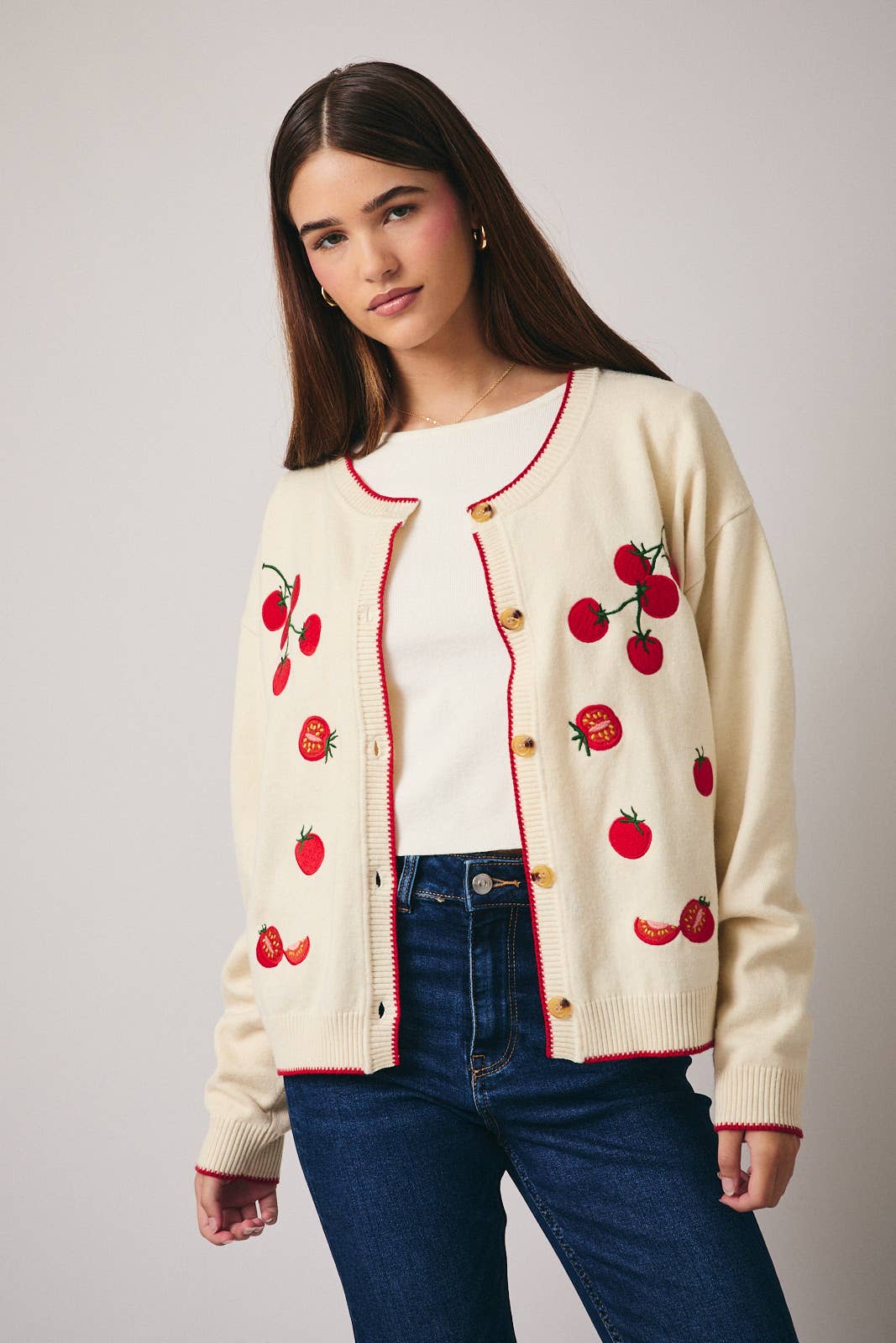 Sweet Vine Tomato Cardigan