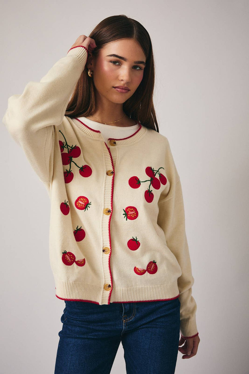 Sweet Vine Tomato Cardigan