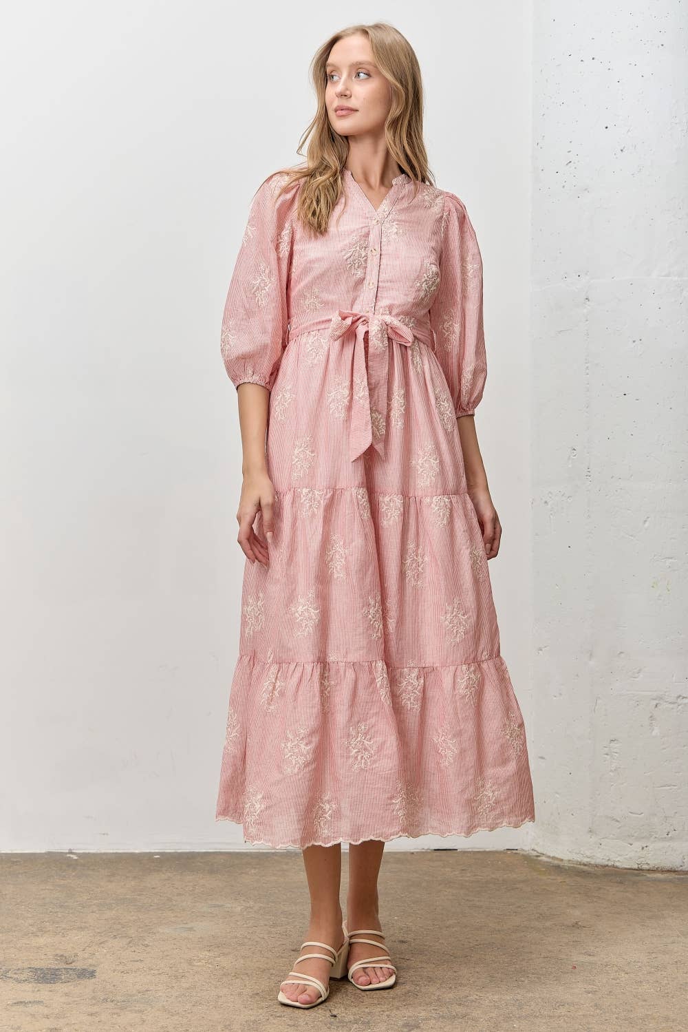 Petals & Stripes Midi Dress