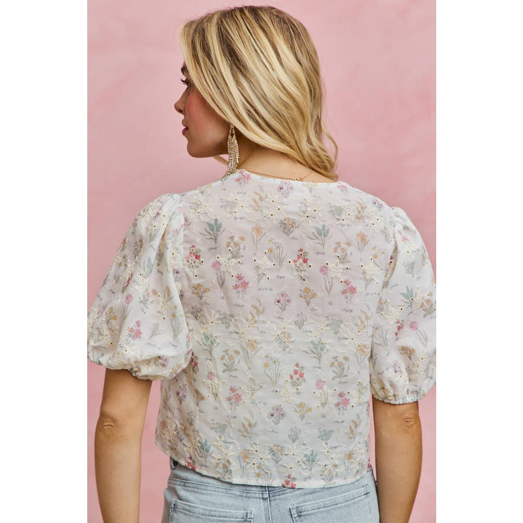 Meadow Bloom Tie Front Top