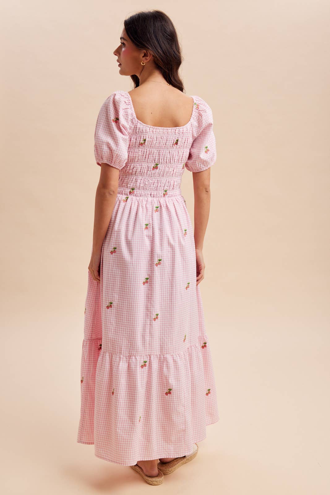 Strawberry Gingham Maxi Dress