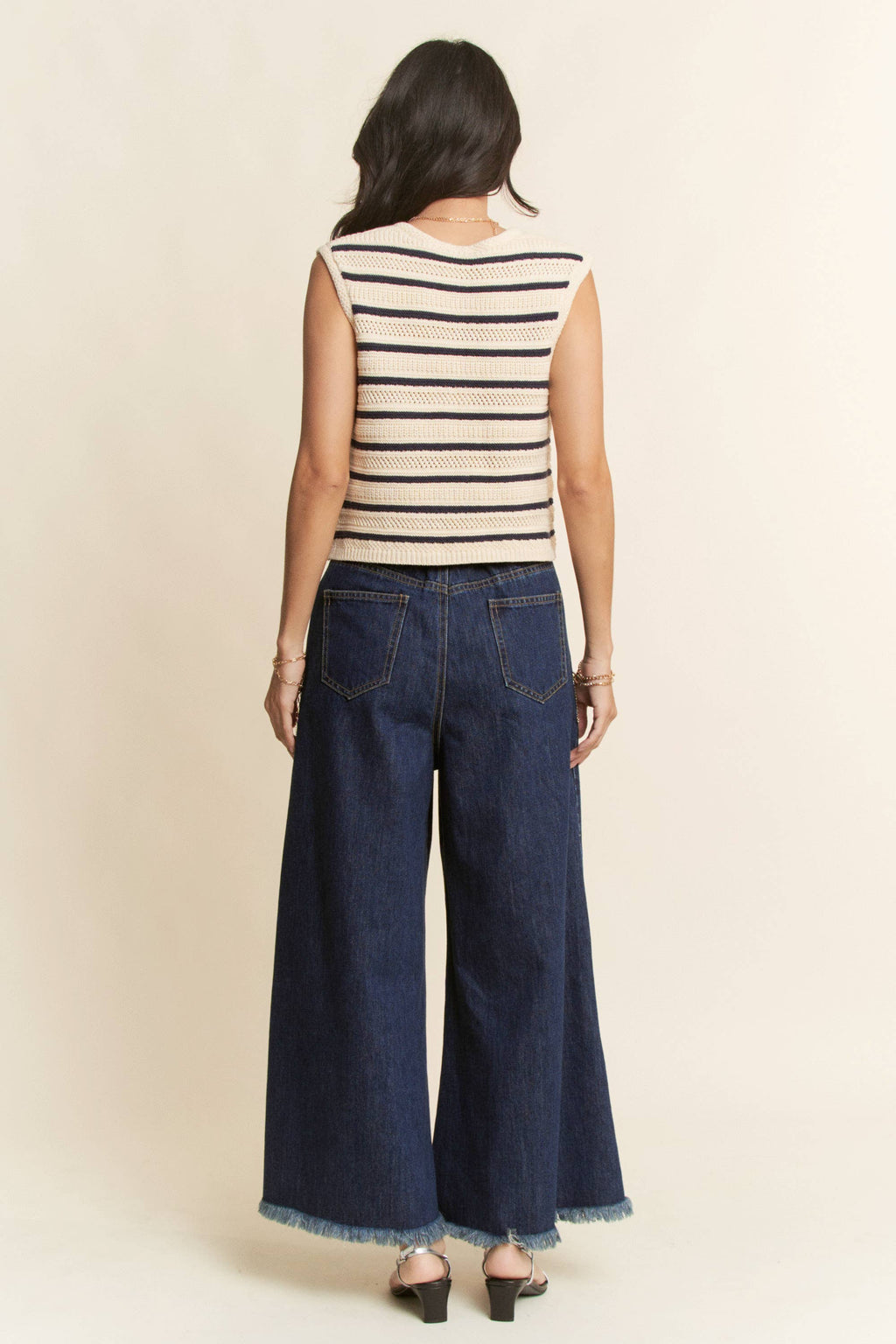 Striped Sleeveless Knit Sweater Vest