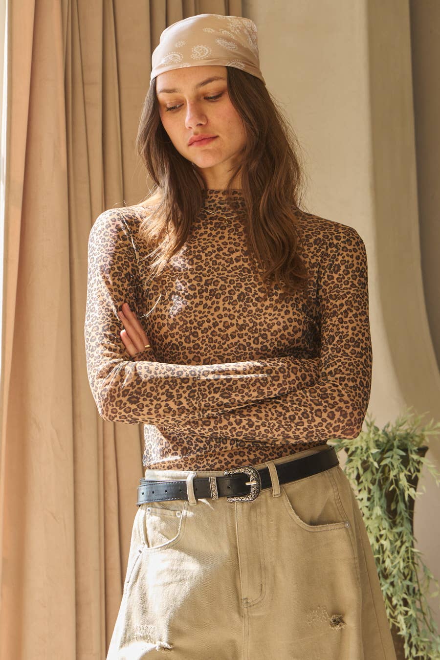 Animal Print Mesh Layering Top