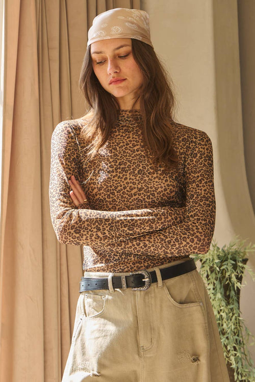 Animal Print Mesh Layering Top